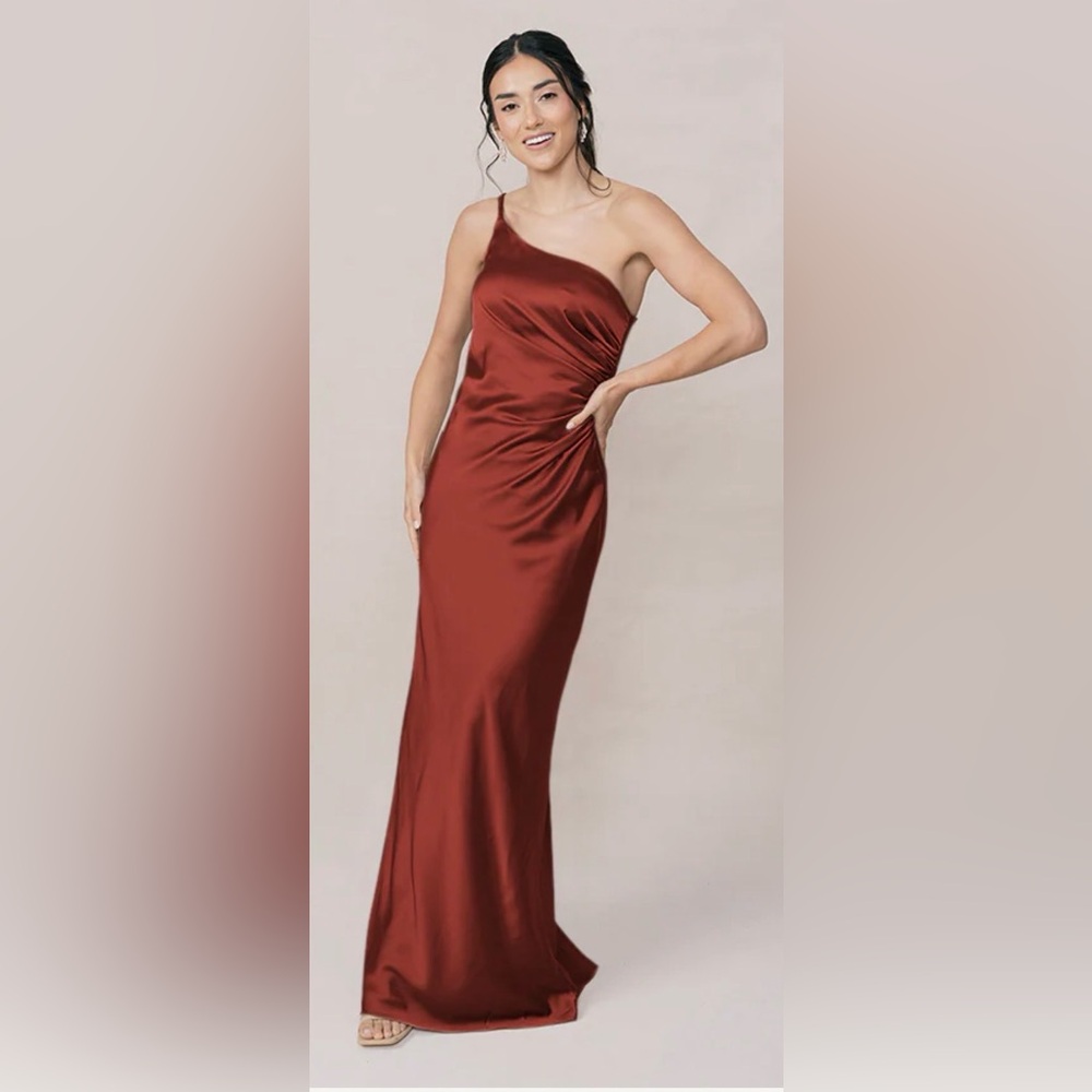 Revelry Terracotta Rust Jade Satin Dress